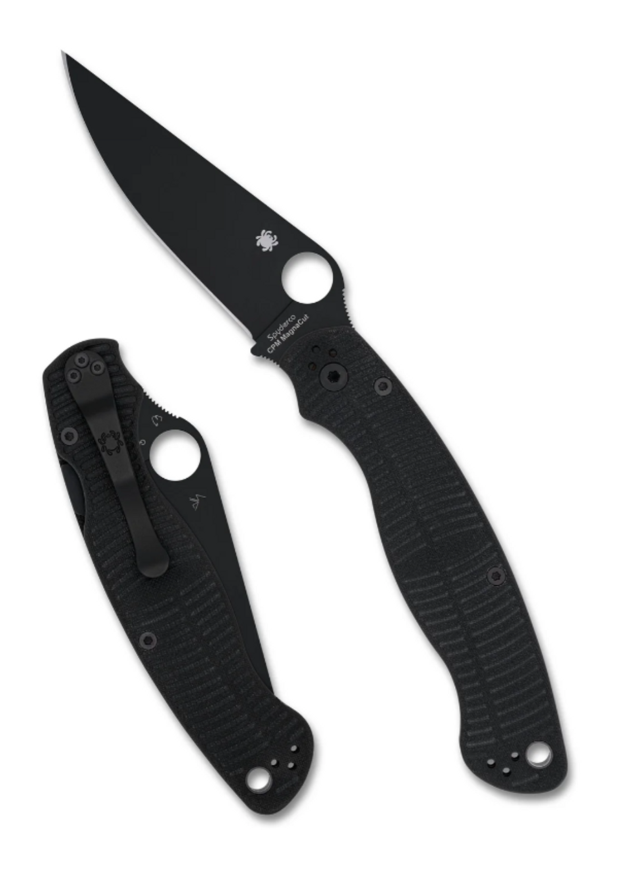 Spyderco Military 2 Salt Folding Knife 4" Drop Point Blade 9.51" Overall Length CPM MagnaCut Blade Steel Plain Edge DLC Finish Black G-10 Black Handle Compression Lock