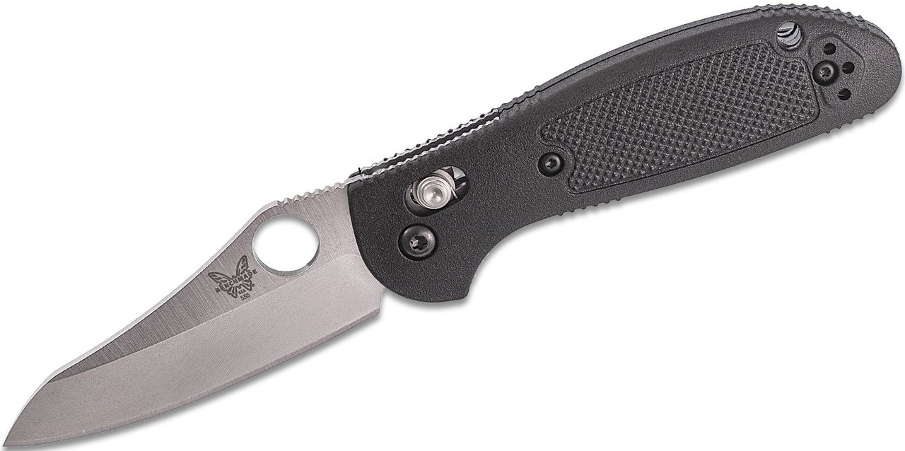 Benchmade Mini Griptilian AXIS Lock Folding Knife 2.91" S30V Satin Flat Ground Sheepsfoot Plain Blade, Black Noryl GTX Handles - 555-S30V