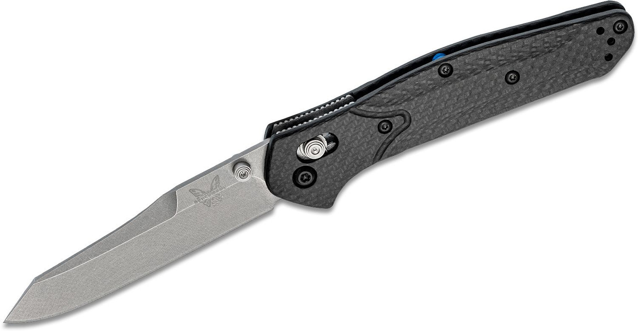 Benchmade 940-1 Osborne Folding Knife 3.4" S90V Stonewash Plain Blade, Carbon Fiber Handles, AXIS/Crossbar Lock