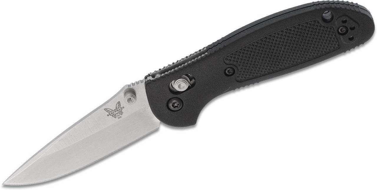 Benchmade Mini Griptilian AXIS Lock Folding Knife 2.91" S30V Satin Drop Point Plain Blade, Black Noryl GTX Handles - 556-S30V