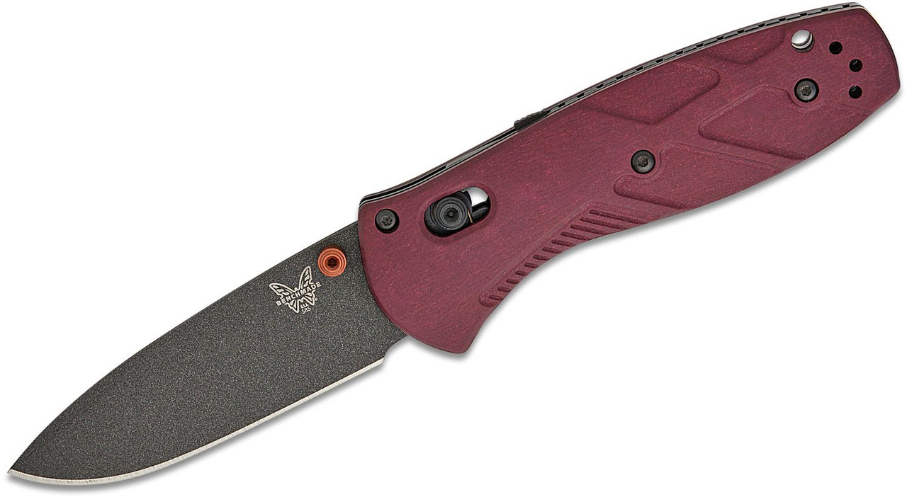 Benchmade 585BK-04 Mini Barrage AXIS-Assisted Folding Knife 2.91" S30V Black Drop Point Plain Blade, Redstone Richlite Handles