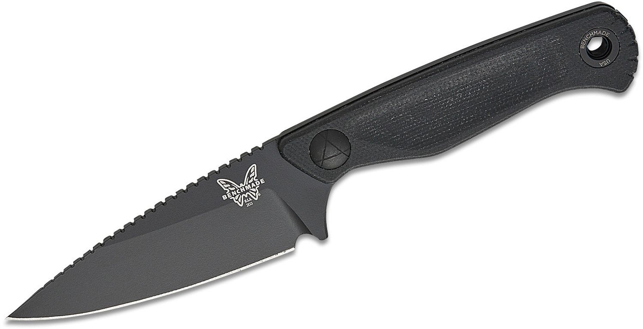 Benchmade Dacian Pocket Fixed Blade Knife 3.54" CPM-MagnaCut Black Spear Point Blade, Black Canvas Micarta Handles, Molded IWB Grivory Sheath - 203BK-02