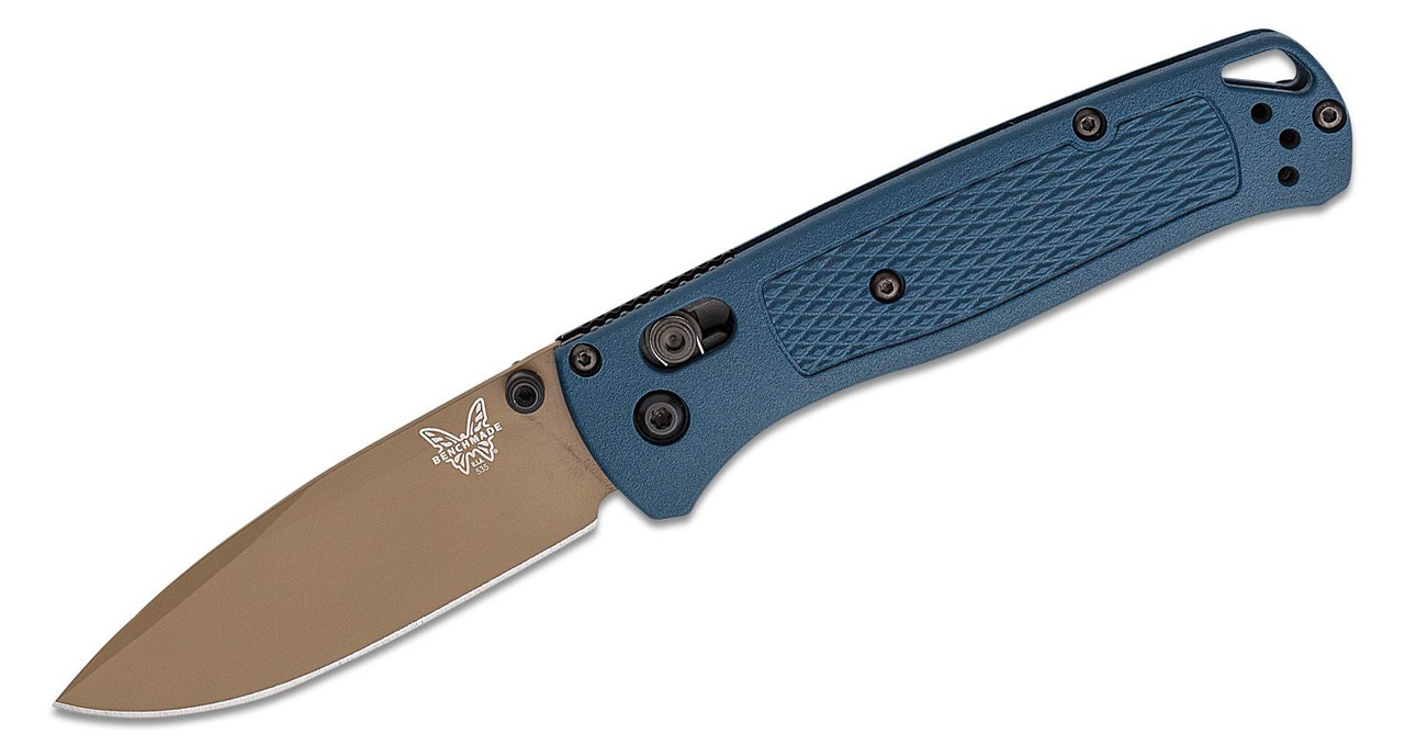 Benchmade 535FE-05 Bugout AXIS Folding Knife 3.24" S30V Flat Dark Earth Cerakote Plain Blade, Crater Blue Grivory Handles