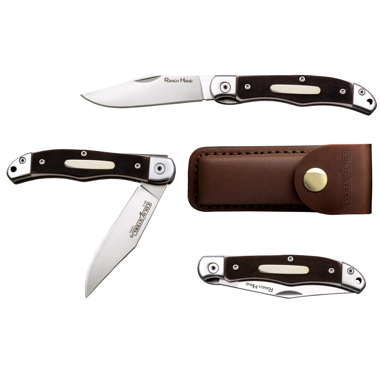 Cold Steel Ranch Hand Liner Lock Folding Knife, Faux Sawed Bone Handles - FL-3RB
