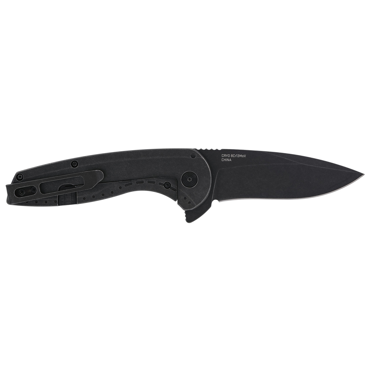 SOG Aegis FLK 2.0 Flipper Knife 3.5" Black Stonewashed Drop Point Blade, Black Stonewashed Stainless Steel Handles, Frame Lock - 14-41-05-43
