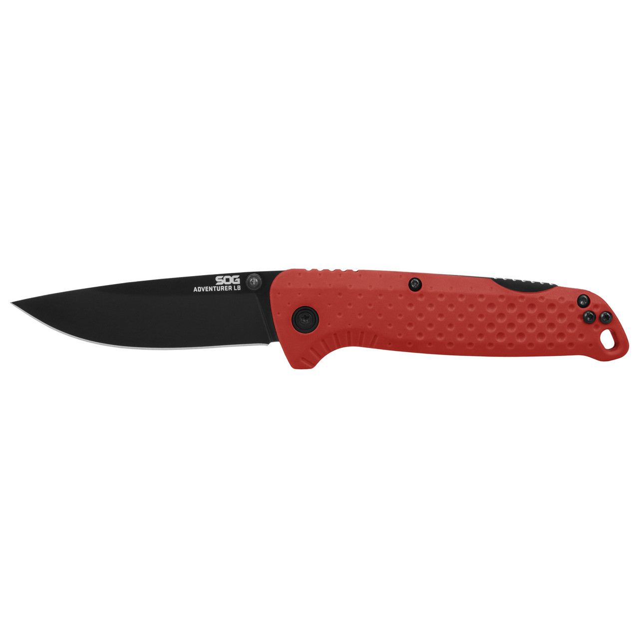 SOG Adventurer LB Lock Back Folding Knife 3" Satin Drop Point Blade, Black GRN Handles, Lockback - 13-11-08-43
