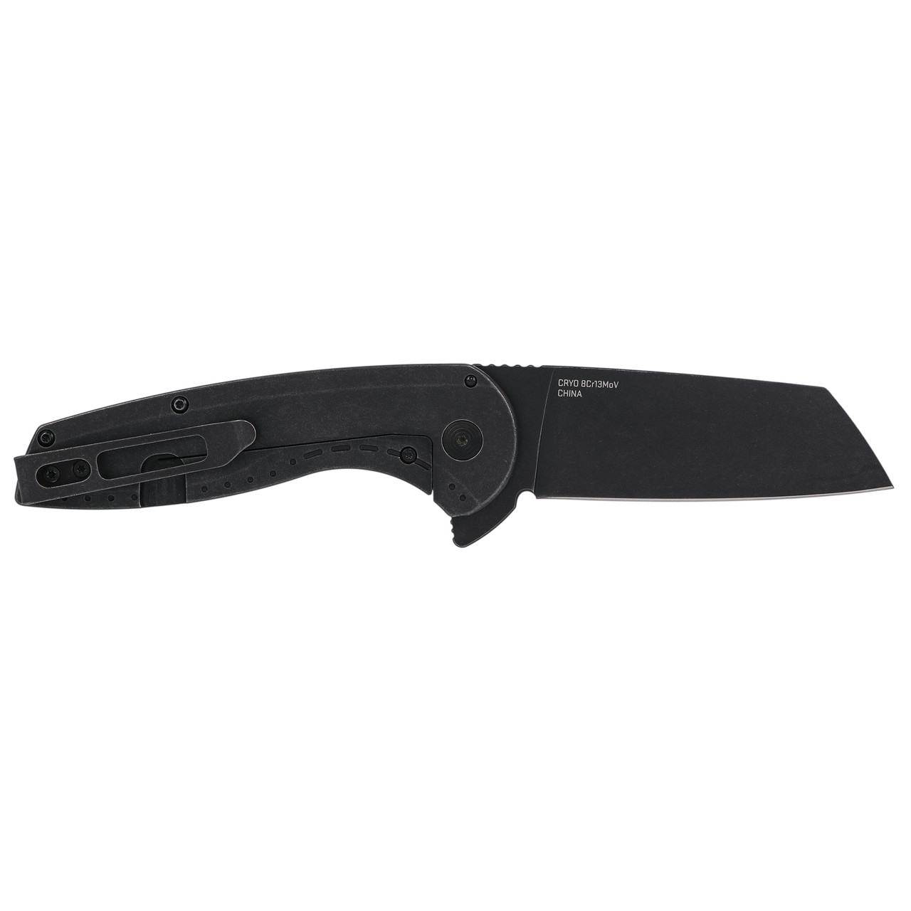 SOG Aegis FLK 2.0 Flipper Knife 3.5" Black PVD Wharncliffe Blade, Black Stonewashed Stainless Steel Handles, Frame Lock - 14-41-04-43
