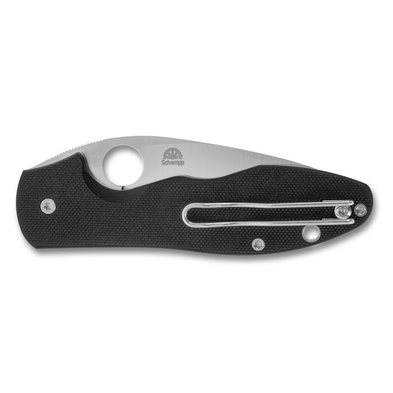 Spyderco Ed Schempp Retract Liner Lock Folding Knife 3.4" 9Cr18MoV Satin Plain Blade, Black G10 Handles, Reversible Wire Clip - C276GP
