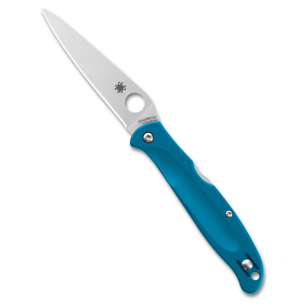 Spyderco Charisma Lightweight Lockback Folding Knife 2.98" CTS-BD1N Satin Plain Blade, Blue FRN Handles, Reversible Wire Clip - C259PBL
