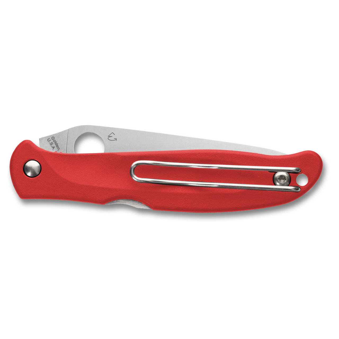 Spyderco Charisma Lightweight Lockback Folding Knife 2.98" CTS-BD1N Satin Plain Blade, Red FRN Handles, Reversible Wire Clip - C259PRD
