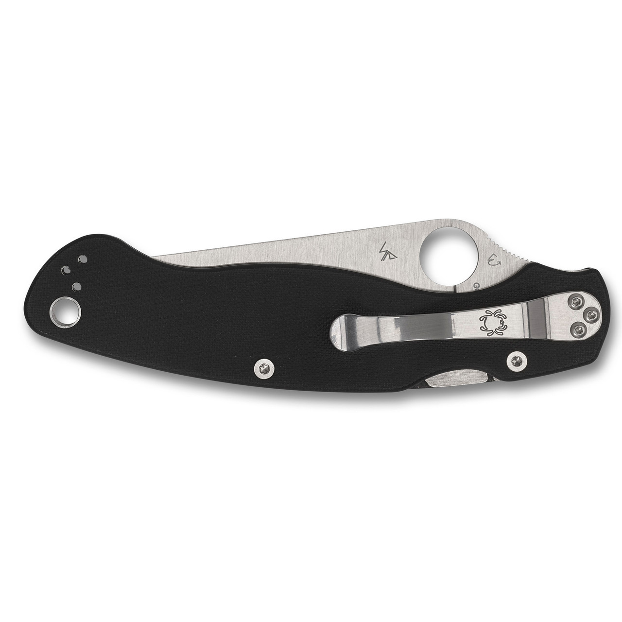 Spyderco Military 2 Left Handed Compression Lock Folding Knife 4" S30V Satin Plain Blade, Black G10 Handles - C36GPLE2
