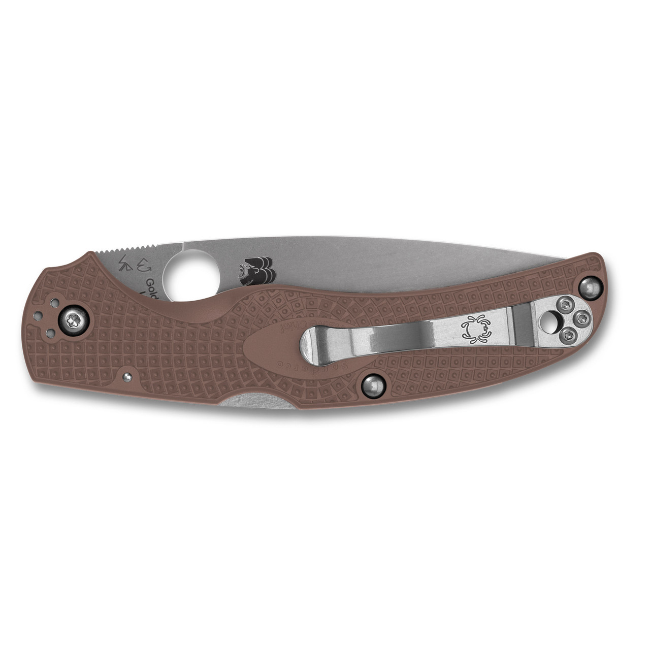Spyderco Native Chief Lightweight Sprint Run Folding Knife 4.02" CPM-15V Stonewashed Plain Blade, Brown FRN Handles, Lockback - C244PBN15V
