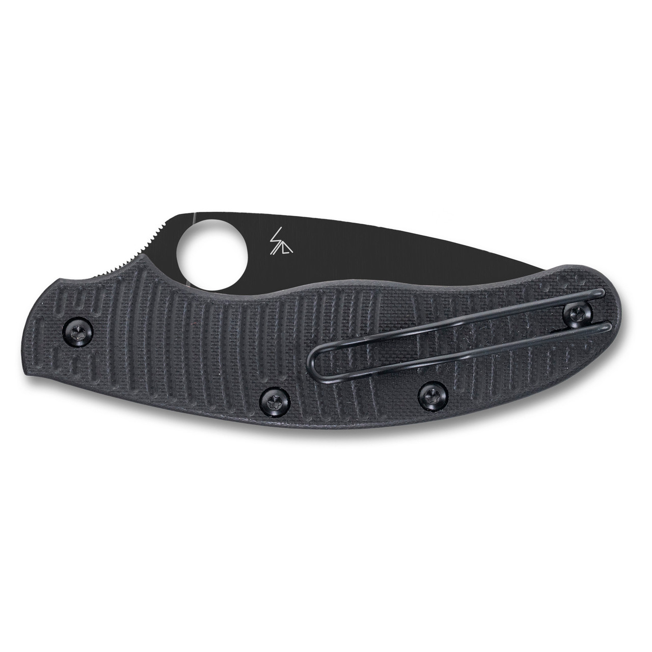 Spyderco UK Penknife Salt Folding Knife 2.95" CPM-MagnaCut Black DLC Leaf Shaped Plain Blade, Black G10 Handles, Reversible Wire Clip, Slipjoint (non-locking) - C94GMCBKP
