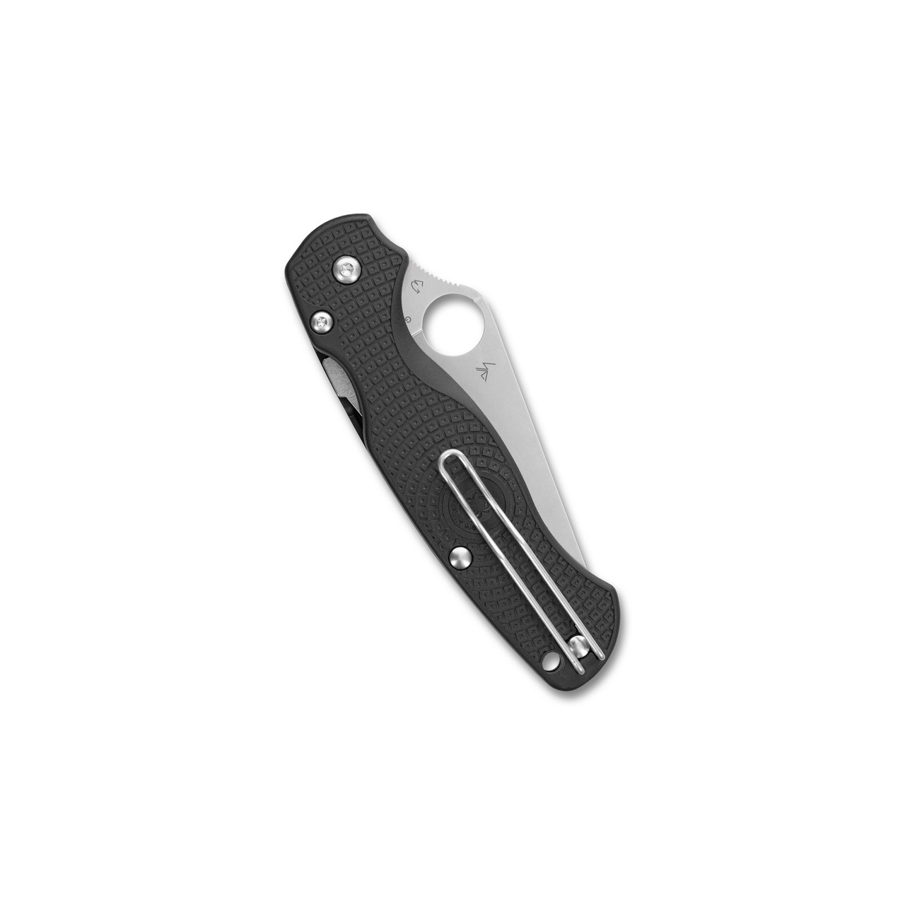 Spyderco Paramilitary 2 Lightweight Compression Lock Folding Knife 3.47" CTS-BD1N Satin Plain Blade, Black FRN Handles, Reversible Wire Clip - C81PBK2
