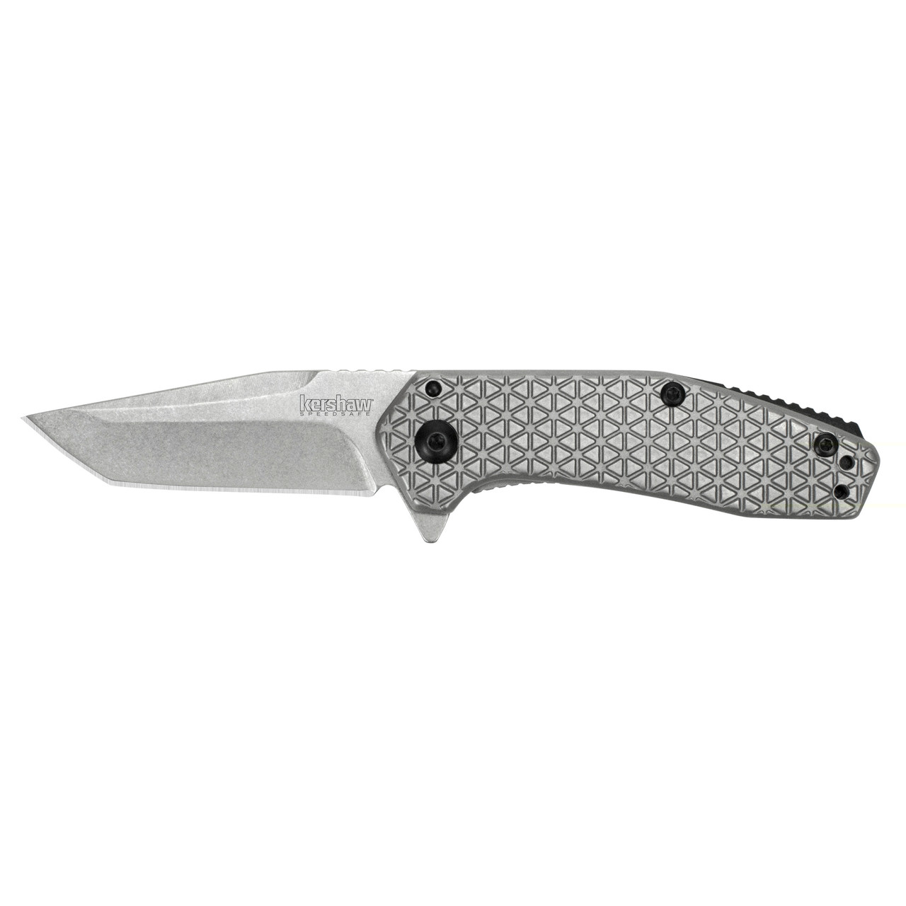 Kershaw CATHODE Folding Knife/Assisted 4CR14 Stonewashed Plain Drop Point SpeedSafe Flipper FRAME Lock Reversible Carry 2.25" Steel Stonewashed Box