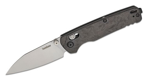 Kershaw Bel Air Folding Knife 3.1" Plain Edge Reverse Tanto Blade 7.3" Overall Length DuraLock CPM MagnaCut Blade Steel Marbled Carbon Fiber Handle Satin Finish Silver Blade