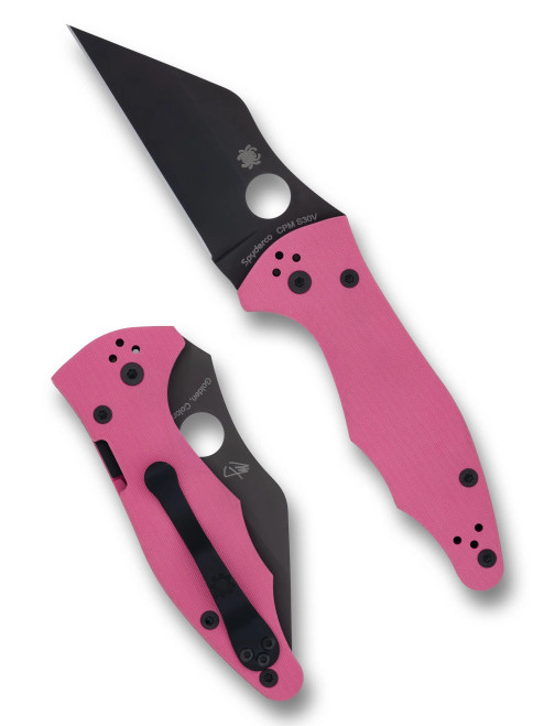 Spyderco Yojimbo 2 Sprint Run Compression Lock Folding Knife 3.125" CPM-S30V Black Plain Blade, Pink G10 Handles - C85GPNBKP2