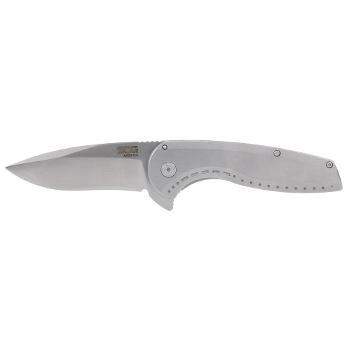 SOG Aegis FLK 2.0 Flipper Knife 3.5" Satin Drop Point Blade, Stonewashed Stainless Steel Handles, Frame Lock - 14-41-03-43
