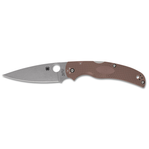 Spyderco Native Chief Lightweight Sprint Run Folding Knife 4.02" CPM-15V Stonewashed Plain Blade, Brown FRN Handles, Lockback - C244PBN15V
