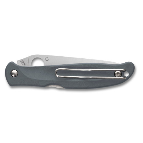 Spyderco Charisma Lightweight Lockback Folding Knife 2.98" CTS-BD1N Satin Plain Blade, Gray FRN Handles, Reversible Wire Clip - C259PGY
