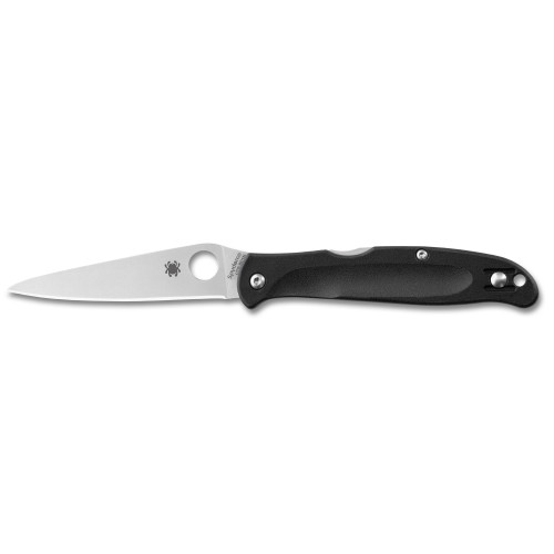 Spyderco Charisma Lightweight Lockback Folding Knife 2.98" CTS-BD1N Satin Plain Blade, Black FRN Handles, Reversible Wire Clip - C259PBK
