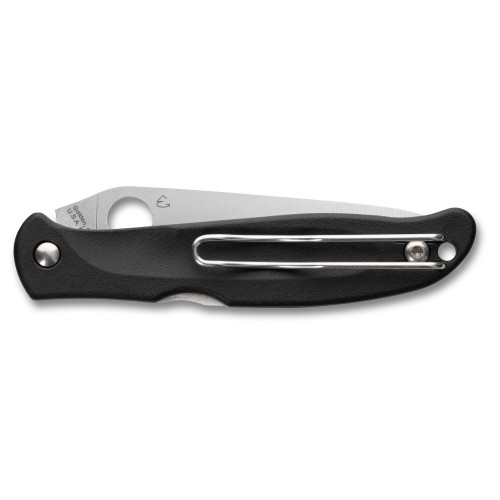 Spyderco Charisma Lightweight Lockback Folding Knife 2.98" CTS-BD1N Satin Plain Blade, Black FRN Handles, Reversible Wire Clip - C259PBK
