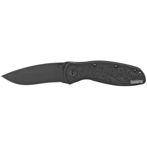 Kershaw Blur 3.4" Assisted Folding Knife Drop Point Plain Edge 14C28N/Stone Washed Black Anodized Aluminum 6061-T6 Thumb Stud/Pocket Clip