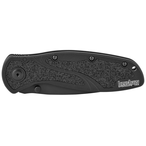 Kershaw Blur 3.4" Assisted Folding Knife Drop Point Plain Edge 14C28N/Stone Washed Black Anodized Aluminum 6061-T6 Thumb Stud/Pocket Clip