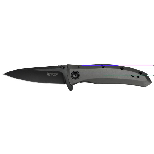 Kershaw GRID Folding Knife 4Cr14 black-oxide Plain Drop Point SpeedSafe Flipper Frame Lock Reversible Carry 3.7" Steel Titanium Carbo-Nitride Box