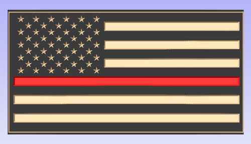 Custom Carved Red Line Wood Flag