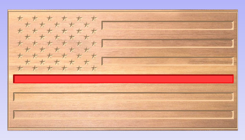 Custom Carved Red Line Wood Flag