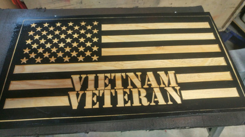 Custom Carved Vietnam Veteran Wood Flag