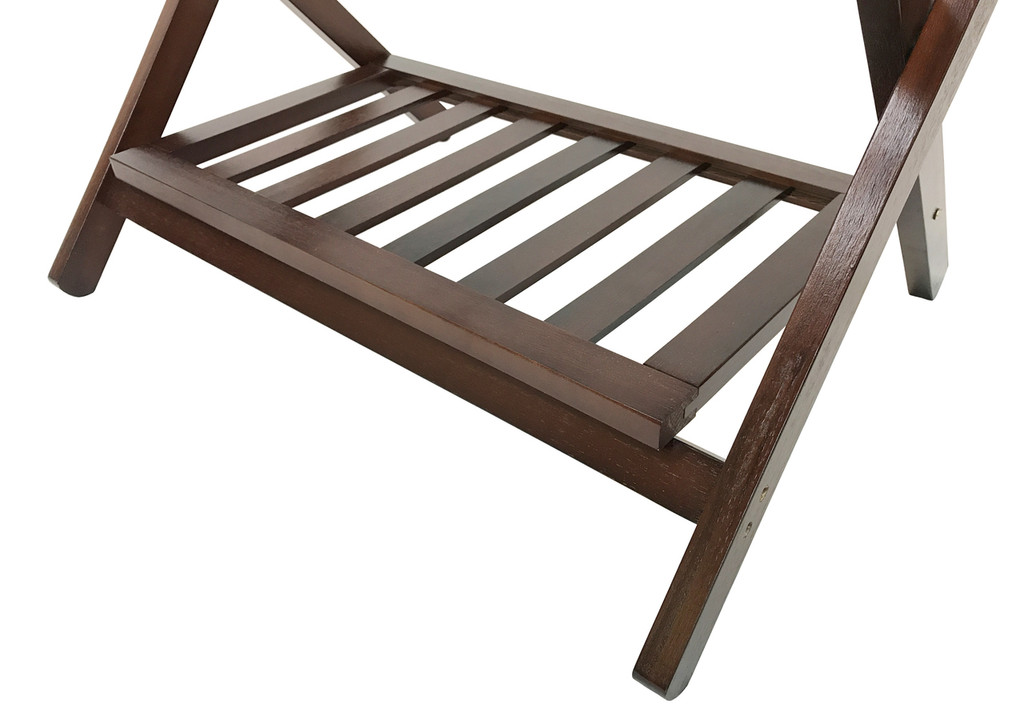 Deluxe Wood Luggage Rack with Shoe Shelf