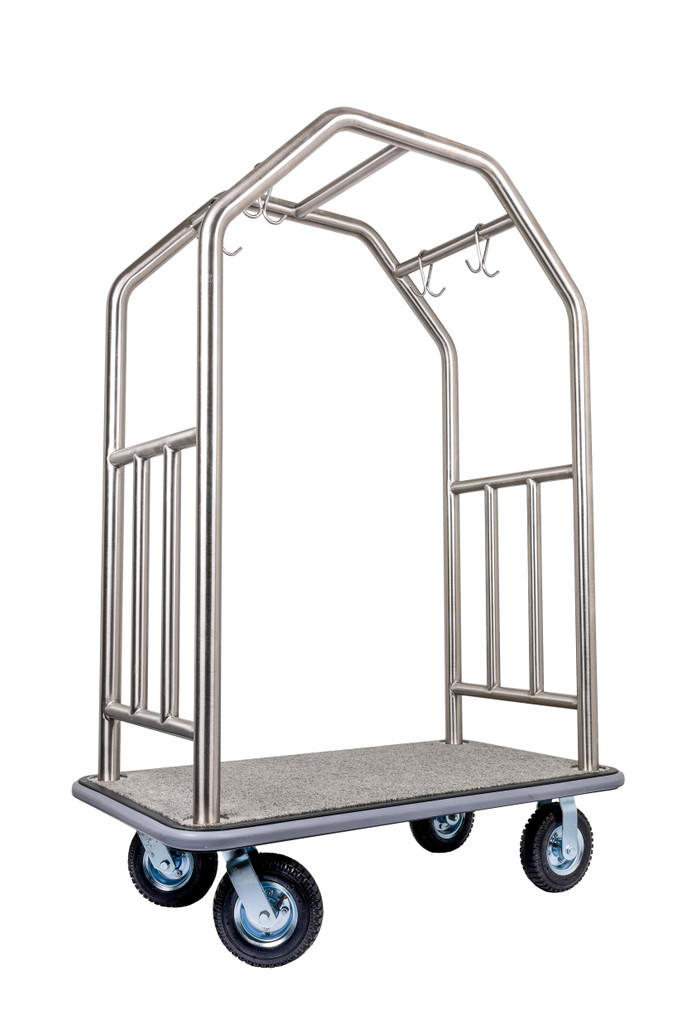 Grand Lux Bellman's Cart- Brushed Stainless Steel 