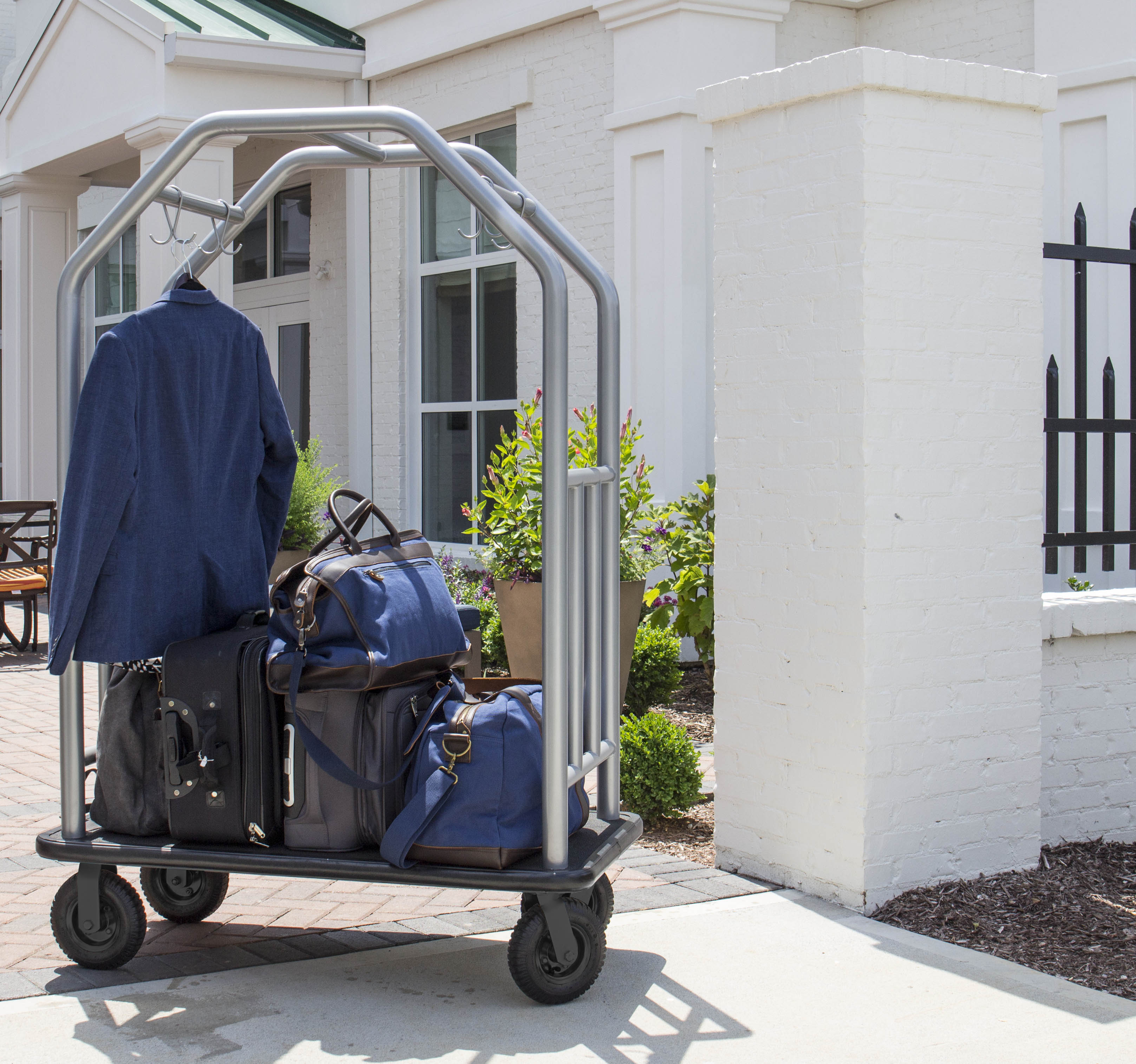 Hotel luggage cart in lobby