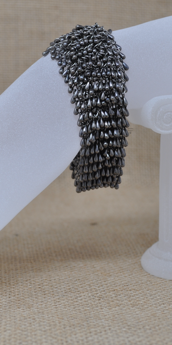Gunmetal Rain Drop bracelet with 4-loop clasp, by Infinitus Designs