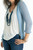 Mesh Knit Cardigan with 3/4 Sleeves and Lettuce Edges in China Blue Mesh Knit Cardigan with 3/4 Sleeves and Lettuce Edges in China Blue