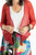 Mesh Knit Cardigan with 3/4 Sleeves and Lettuce Edges in Tomato Mesh Knit Cardigan with 3/4 Sleeves and Lettuce Edges in Tomato