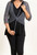 Mesh Knit Cardigan with 3/4 Sleeves and Lettuce Edges in Slate