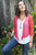 Mesh Knit Cardigan with 3/4 Sleeves and Lettuce Edges in Watermelon Mesh Knit Cardigan with 3/4 Sleeves and Lettuce Edges in Watermelon