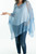 Assymetrical Oversized Mesh Knit Poncho in China Blue