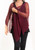 Assymetrical Oversized Mesh Knit Poncho in Burgundy