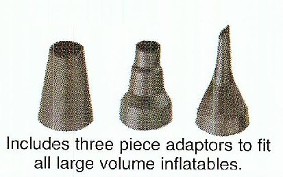 Hand Held air pump. Comes with several adapters to fit most inflatables.