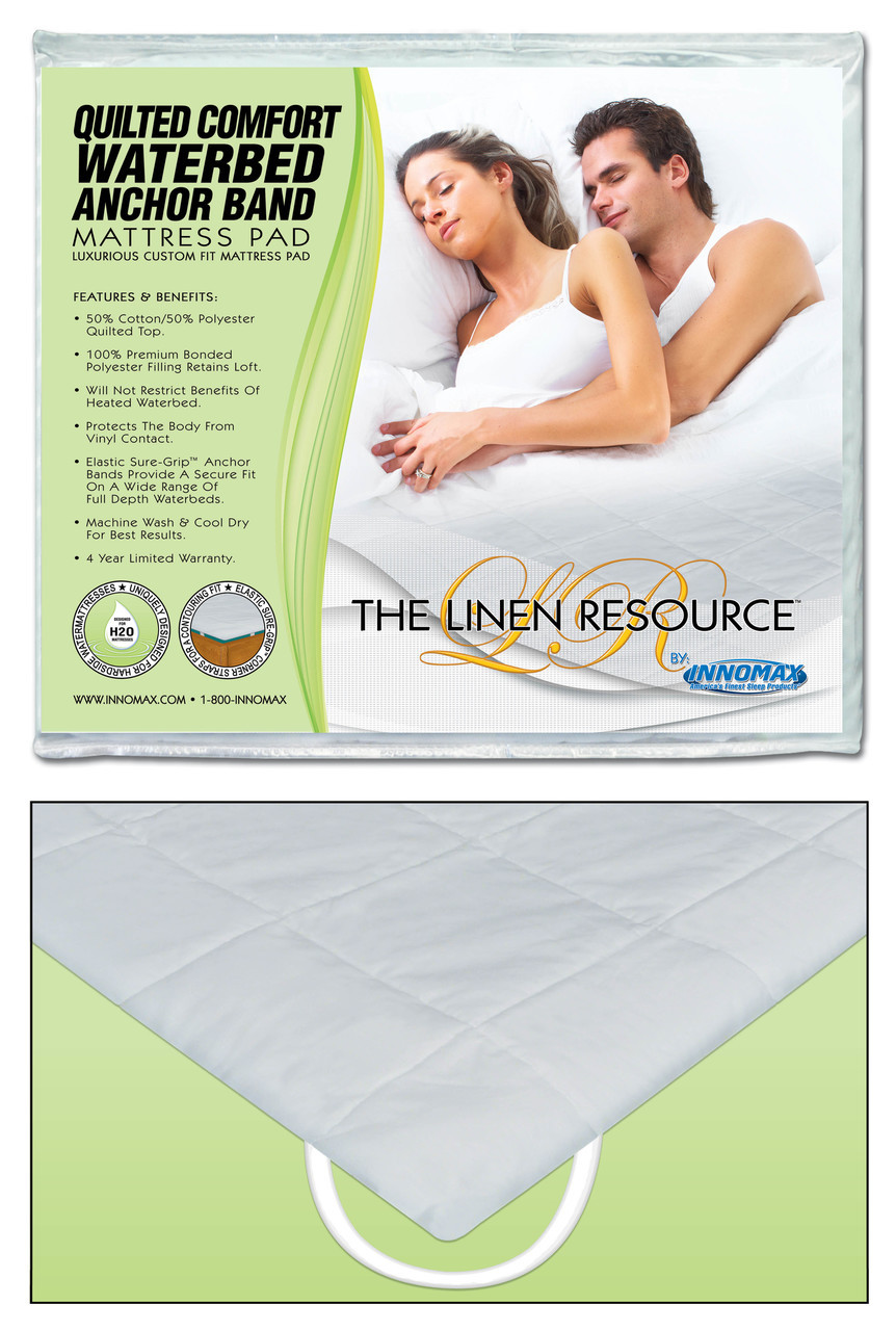 Innomax Quilted Comfort Waterbed Anchor Band Custom Fit Mattress Pad