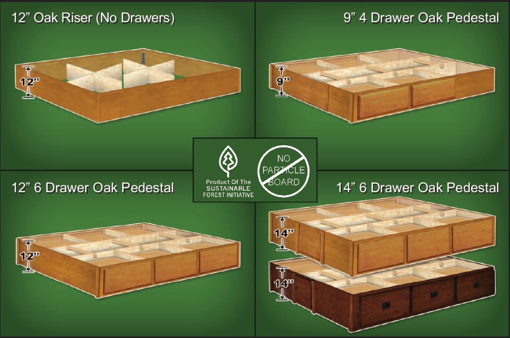 Waterbed Pedestal Oak Riser Base Waterbed Set