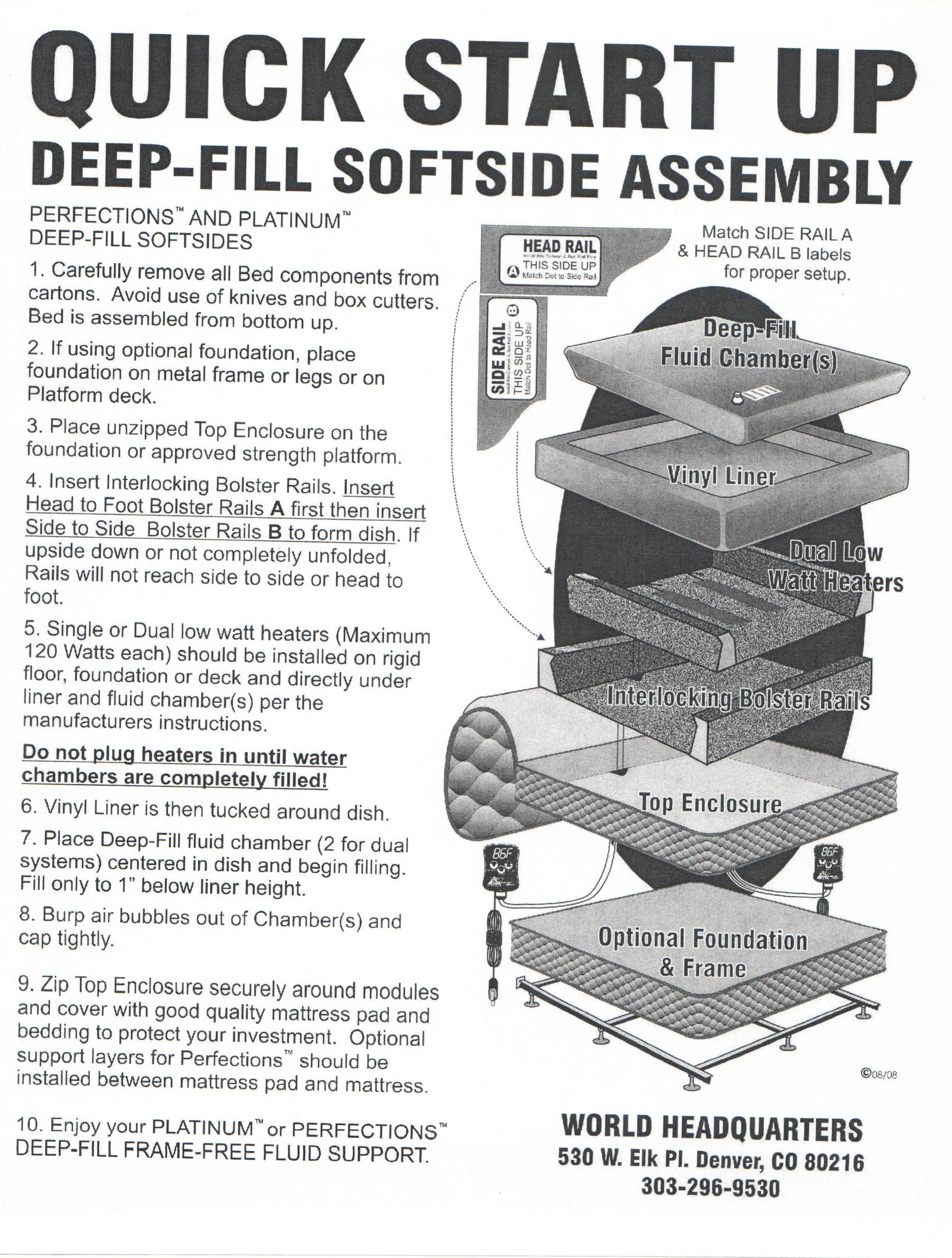 Softside Installation Instructions Waterbed Bargains Waterbed Superstore Discount Prices