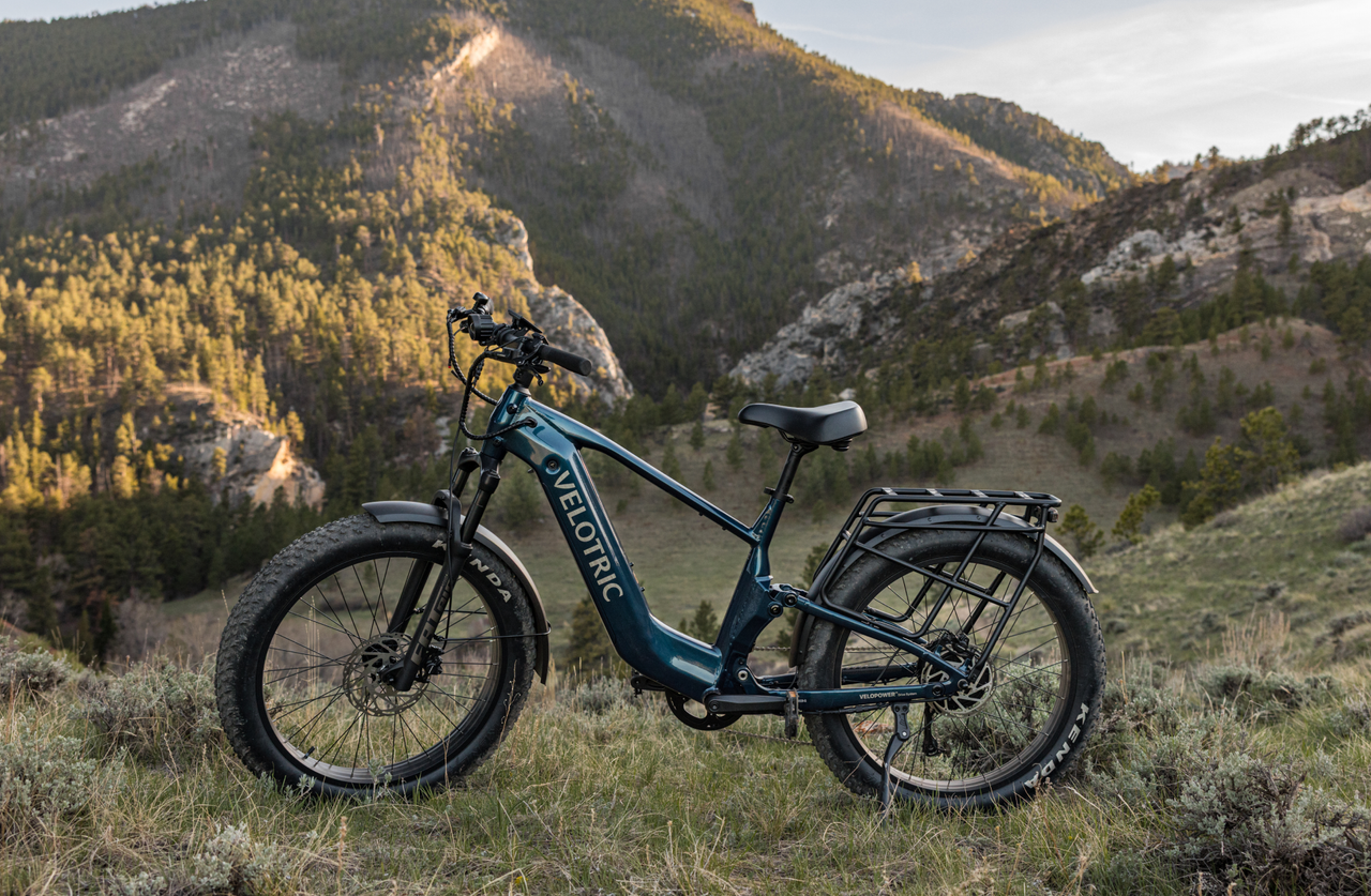 Velotric Nomad 2X Full Suspension Fat Tire Ebike — out on a ride