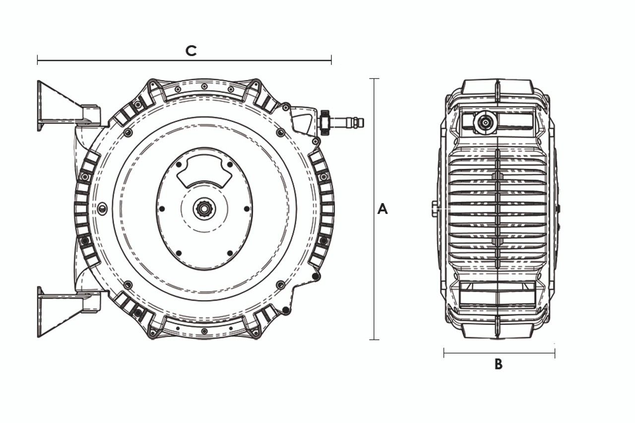 Chemical hose reel with 18m of 12mm chemical hose