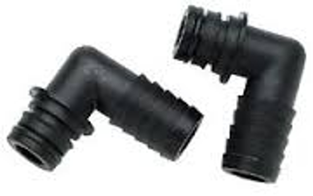 Adaptor fittings Flojet/Jabsco PushLoc x 19mm (3/4") hose tail elbow Pair