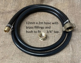 connection hose 12mm x 2m with brass fittings, tap to Recoila Garden reel